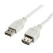 Kabel USB tip A-M<=>USB tip A-Ž 1.8m USB2.0 produžni - ROLINE - bijeli 25985