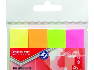 Zastavica 50x20mm 4x50 listova papirnata Office products 4 intezivne boje