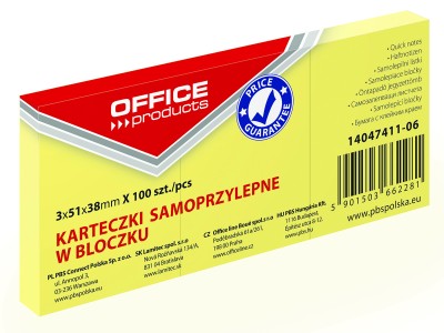 Blok samoljepljivi  38x51mm 3x100 listova Office products žuti