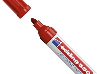 Marker permanentni 3-4mm Edding 550 okrugli vrh crveni