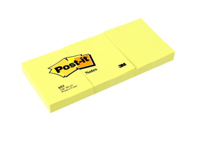 Blok samoljepljivi  38x51mm  3x100 listova Post-it 3M 653 žuti