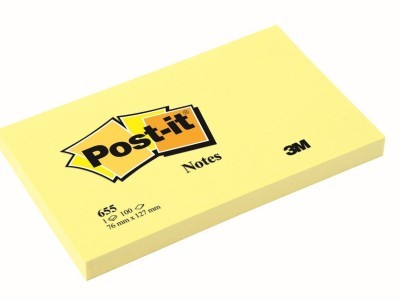 Blok samoljepljivi 127x76mm 100 listova Post-it 3M 655 žuti