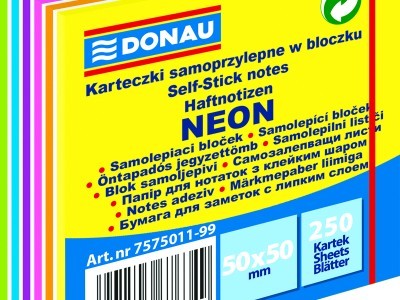 Blok samoljepljivi  50x50mm 250 listova Donau mix neon-pastel