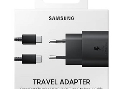 Adapter za napajanje SAMSUNG - kućni punjač + kabel USB Type-C 25W brzi - crni