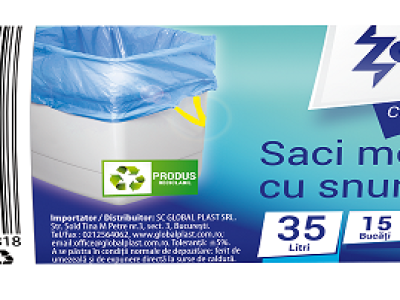 Vreća za smeće  35L 50x60cm 15/1 HDPE zelena s vezicom Zorex Clasic