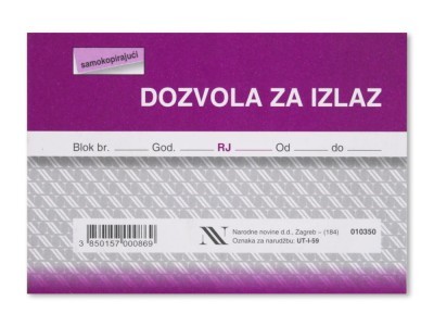 TI.I-59/NCR Dozvola za izlaz, 100 listova NN