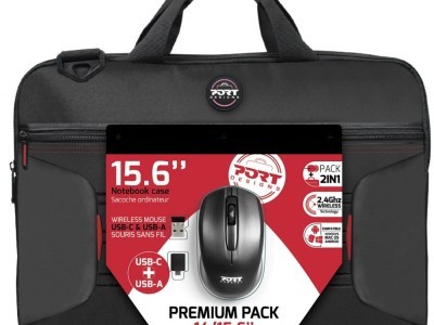 Torba PORT za notebook 15.6" premium pack + bežični miš - crna