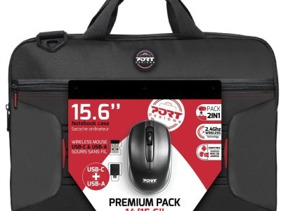 Torba PORT za notebook 17.3" premium pack + bežični miš - crna