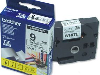 Ribbon BROTHER  9mm crna na bijeloj - TZE221