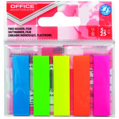 Zastavica 45x12mm 5x25 listova film poluprozirni Office products 5 boja
