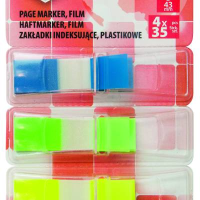 Zastavica 43x12mm 4x35 listova film poluprozirni Office products 4 boje sa stalk