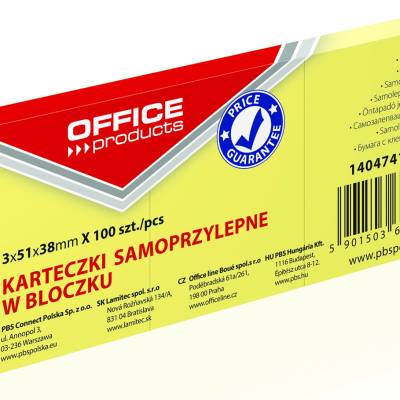 Blok samoljepljivi  38x51mm 3x100 listova Office products žuti