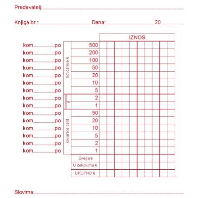 TI.I-47/ncr Popis predanog novca Eur