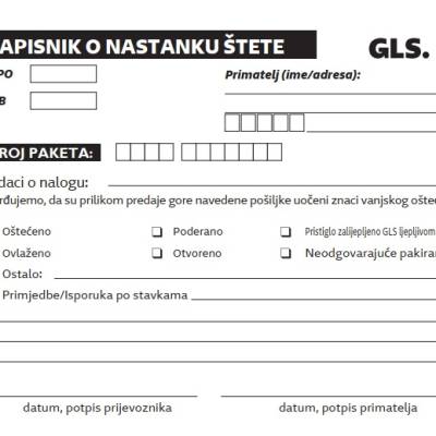 Tisak blok A5 NCR Zapisnik o nastanku štete 3x50 lista 4.GLS 1/0