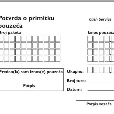 Tisak blok A6 NCR,1/0,Potvrda o primitku pouzeća GLS