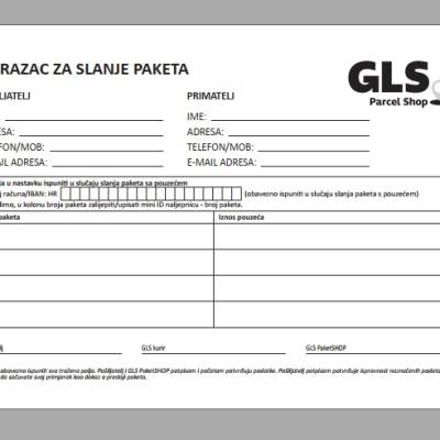 Tisak blok A5 NCR Obrazac za slanje paketa 100 lista GLS 1/0