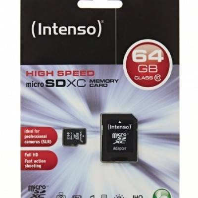 Memorijska kartica Micro Secure Digital  64GB INTENSO Class10 SDXC + Adapter