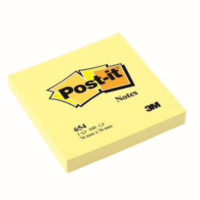 Blok samoljepljivi 76x76mm 100 listova Post-it 3M 654EE žuti