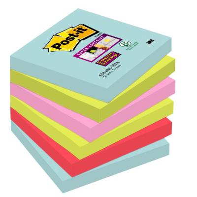 Blok samoljepljivi 76x76mm 6x90 listova Post-it 3M 654 Super Sticky MIAMI