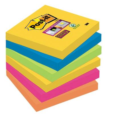 Blok samoljepljivi 76x76mm 6x90 listova Post-it 3M 654 Super Sticky RIO