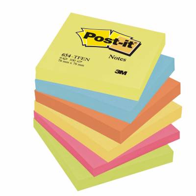 Blok samoljepljivi 76x76mm 6x100 listova Post-it 3M 654 ENERGETIC