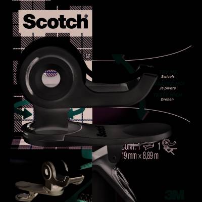 Stalak za selotejp Clip&Twist Dispenser 19/33 Scotch 3M C-19 tamno sivi