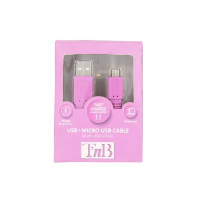 Kabel USB tip A-M<=>USB tip micro B-M  0.3m Pink - T'nB