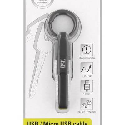 Kabel USB tip A-M<=>USB tip micro B-M  0.2m Black - T'nB - Key Ring