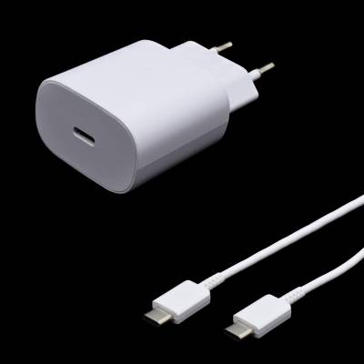 Adapter za napajanje SAMSUNG - kućni punjač + kabel USB Type-C 25W brzi - bijeli