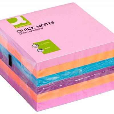 Blok samoljepljivi  76x76mm  6x 75 listova Q-Connect Ultra rainbow KF02515