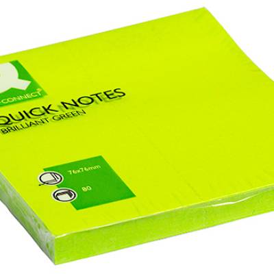 Blok samoljepljivi  76x76mm 75 listova Q-Connect Brilliant green KF10515