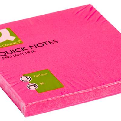 Blok samoljepljivi  76x76mm 75 listova Q-Connect Brilliant pink KF10516