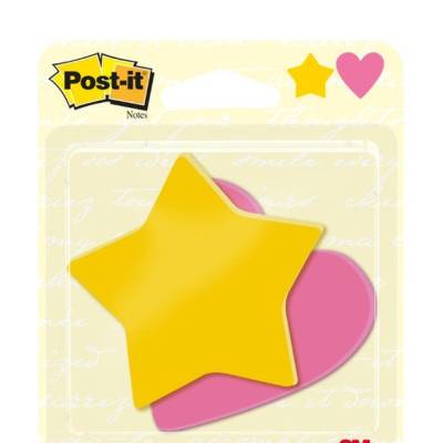 Blok samoljepljivi Star and Heart 70x72mm 2x30 listova Post-it 3M