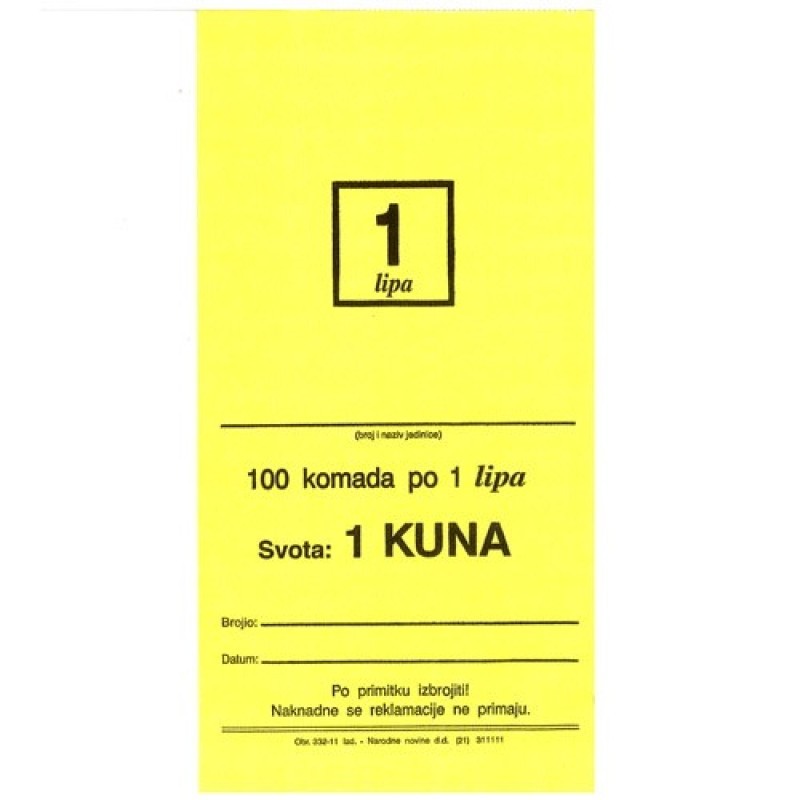 Vrećica za kovani novac  1 lp 100/1 20889