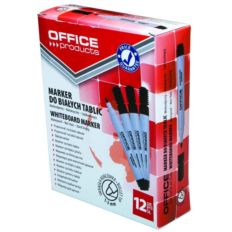 Marker za bijelu ploču 1-3mm Office products okrugli vrh crni 26335