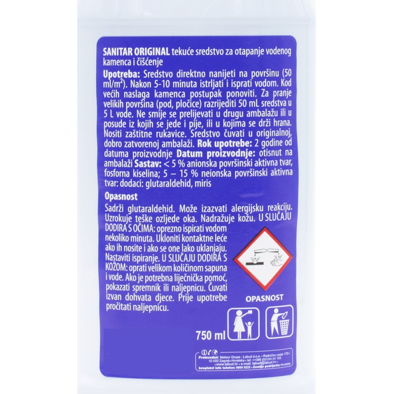 Sredstvo za čišćenje kupaonice i wc-a univerzalno 750ml Sanitar 21001