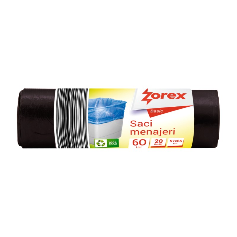 Vreća za smeće 60L 57x65cm 20/1 HDPE Zorex Basic 23018