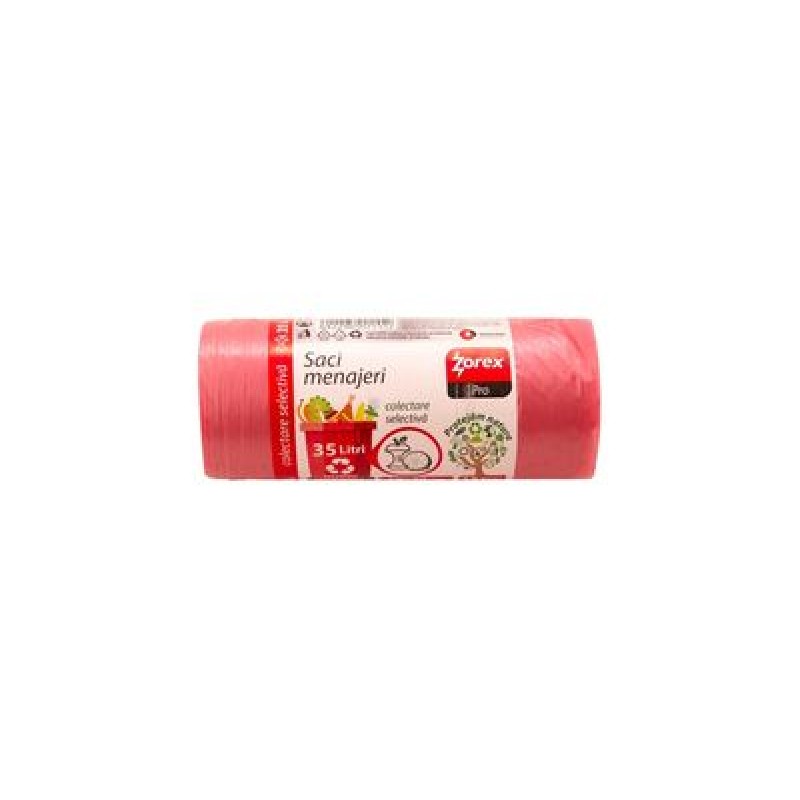 Vreća za smeće 35L 50x70cm 15/1 LDPE Zorex crvene za organski otpad 23024