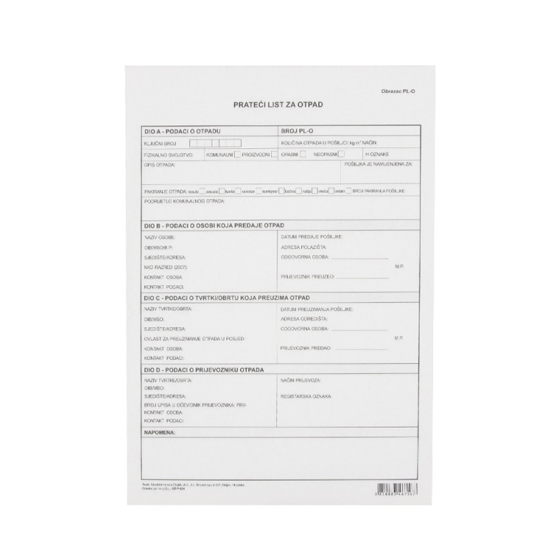 TI.I-824 Prateći list za otpad NN NOVI 17924