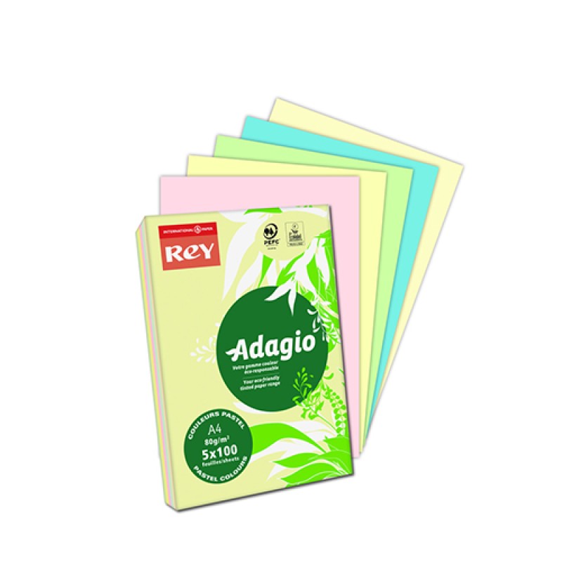 Papir fotokopirni color A4  80gr Rey Adagio pastel 500/1 mix boje 16993