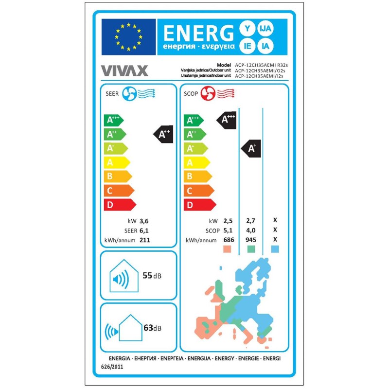 Klima uređaj VIVAX COOL ACP-12CH35AEMIs R32- inv. 3.81kW 25959