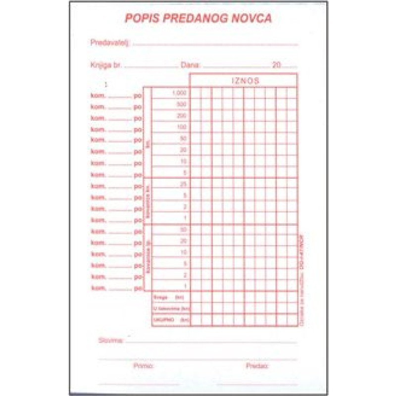 TI.I-47/ncr Popis predanog novca Kn 20502