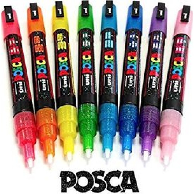 Marker permanentni Uni Posca PC-3ML 0,9-1,3mm glitter zeleni 17162