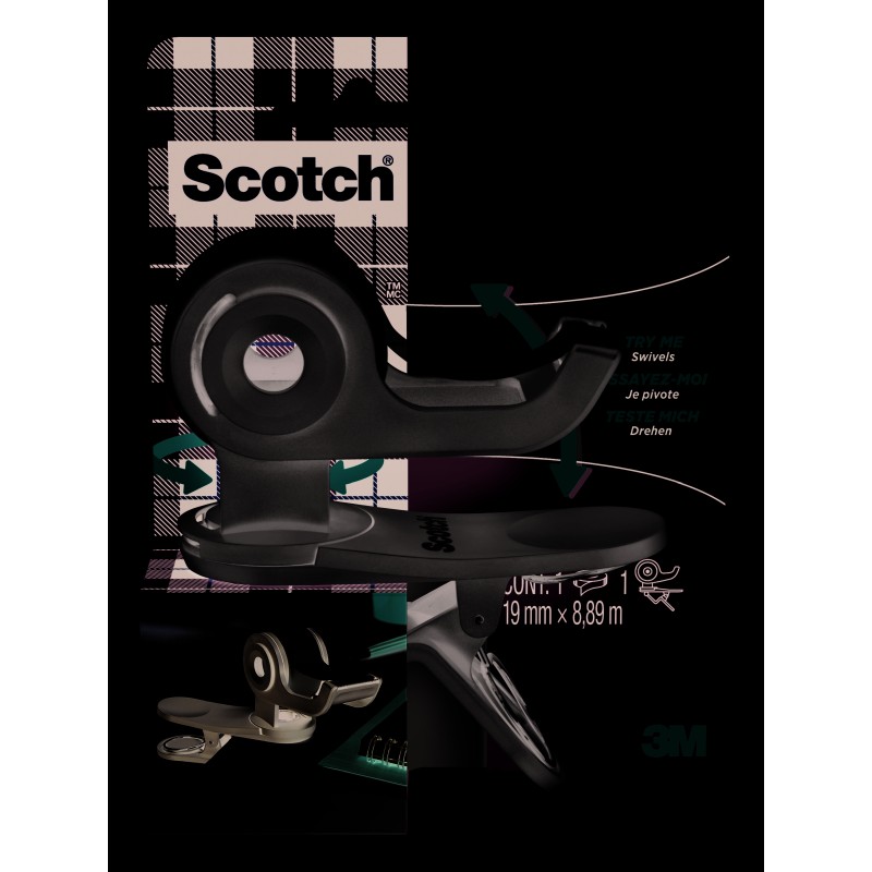 Stalak za selotejp Clip&Twist Dispenser 19/33 Scotch 3M C-19 tamno sivi 23329