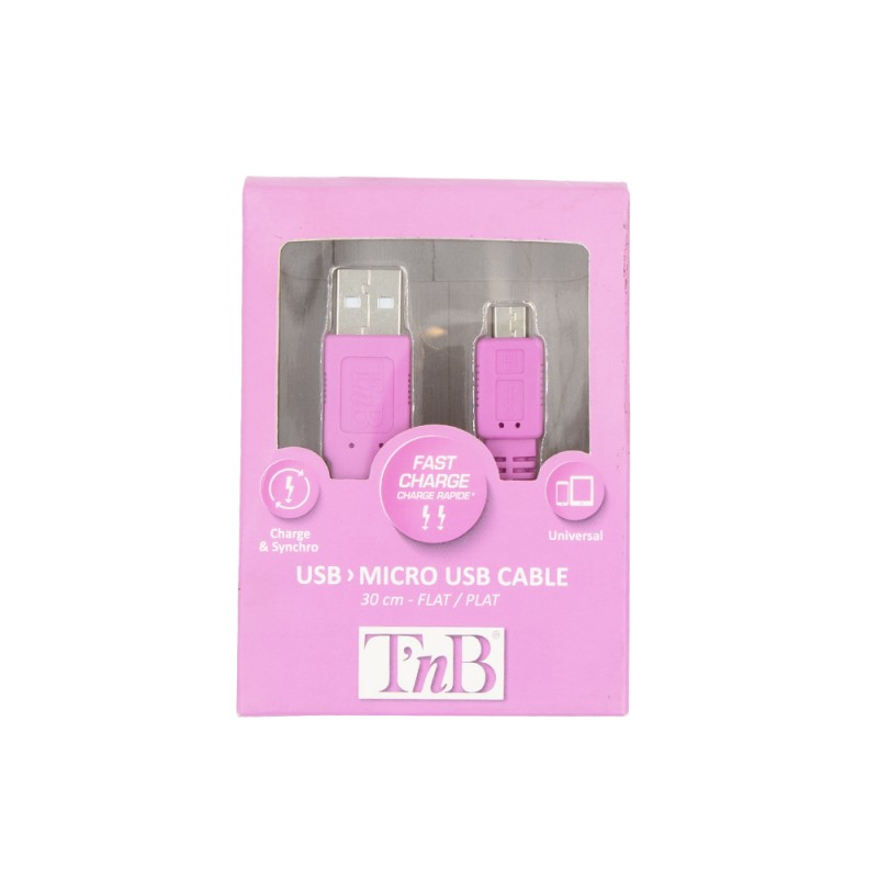 Kabel USB tip A-M<=>USB tip micro B-M  0.3m Pink - T'nB 16286