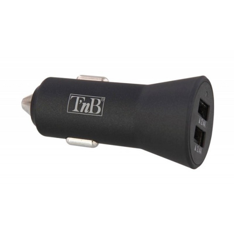 Adapter za napajanje T'nB 12V=>USB - auto punjač 2xUSB  4.8A, brzi - black 17247