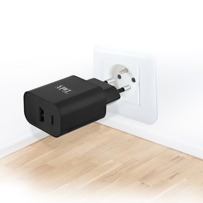 Adapter za napajanje T'nB 220V=>USB Type C + A - kucni punjac 3A - brzi - 30W 26711