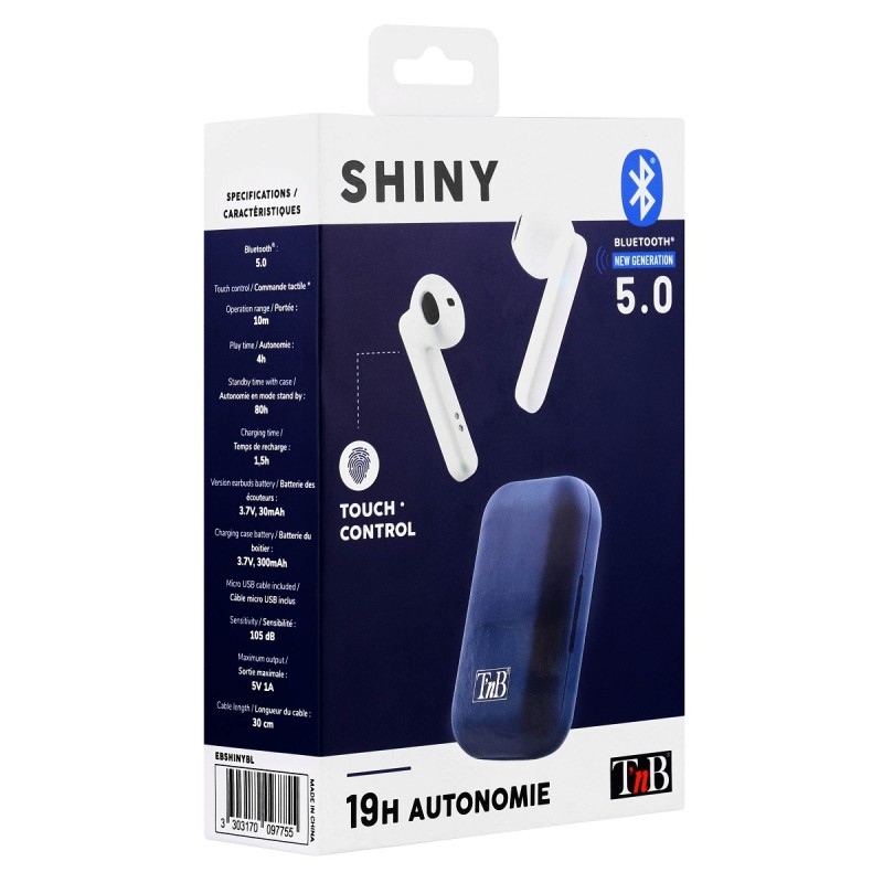 Slušalice+mikrofon T'nB Shiny - White/Blue - Bluetooth 22433