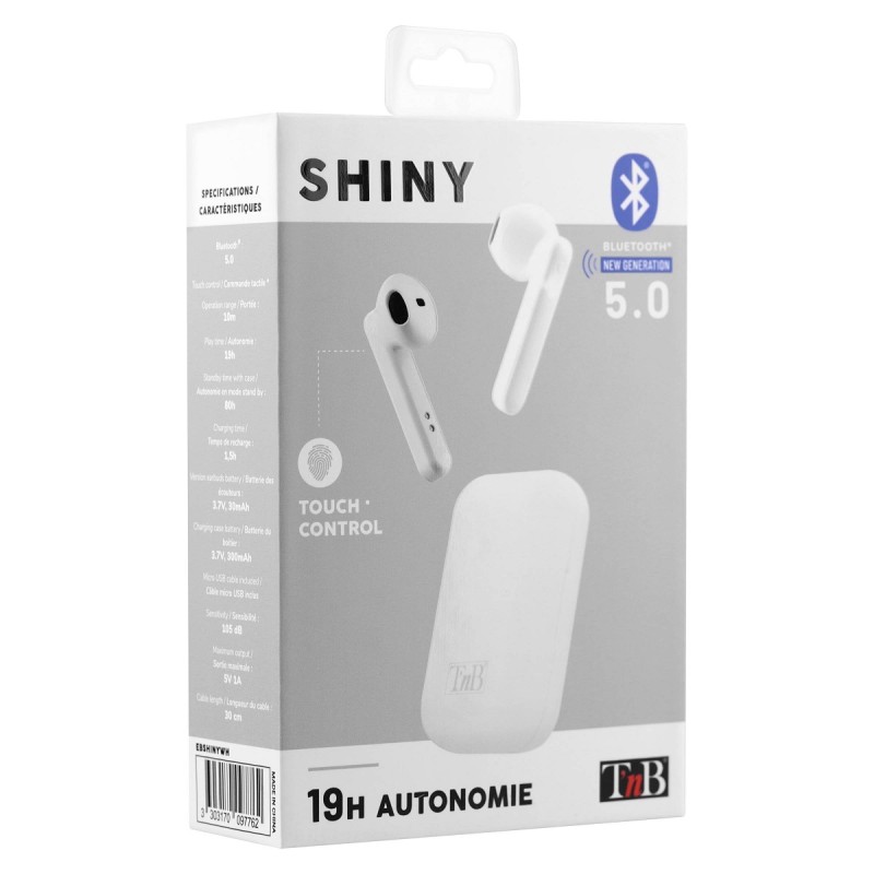 Slušalice+mikrofon T'nB Shiny - White/White - Bluetooth 22436