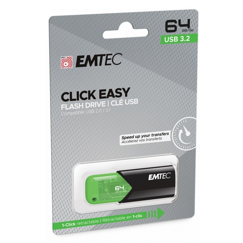 USB 3.2 Flash drive  64GB EMTEC Click Easy B110 - Green 23482